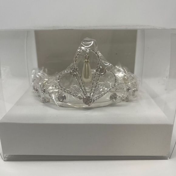 Bun Tiara Pearl Accent with Rhinestones - Picture 6 of 7